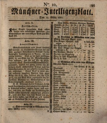 Münchner Intelligenzblatt (Münchner Intelligenzblatt) Samstag 15. März 1777