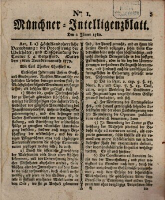 Münchner Intelligenzblatt (Münchner Intelligenzblatt) Samstag 1. Januar 1780