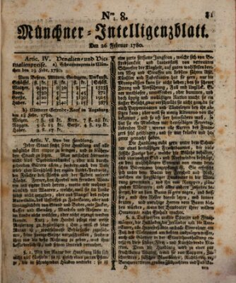 Münchner Intelligenzblatt (Münchner Intelligenzblatt) Samstag 26. Februar 1780