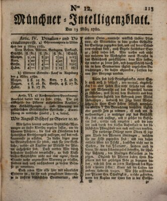 Münchner Intelligenzblatt (Münchner Intelligenzblatt) Montag 13. März 1780