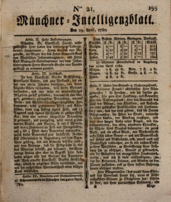 Münchner Intelligenzblatt (Münchner Intelligenzblatt) Samstag 29. April 1780