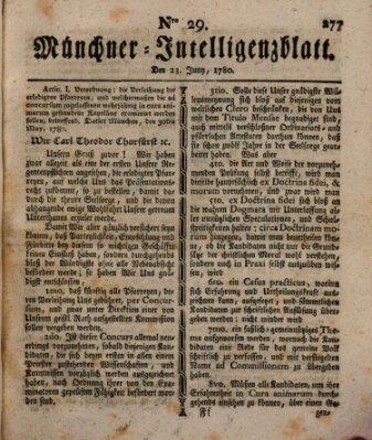 Münchner Intelligenzblatt (Münchner Intelligenzblatt) Freitag 23. Juni 1780