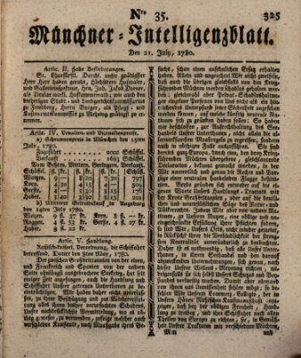 Münchner Intelligenzblatt (Münchner Intelligenzblatt) Freitag 21. Juli 1780