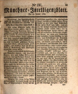 Münchner Intelligenzblatt (Münchner Intelligenzblatt) Samstag 26. Januar 1782