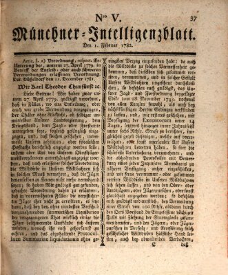 Münchner Intelligenzblatt (Münchner Intelligenzblatt) Freitag 1. Februar 1782