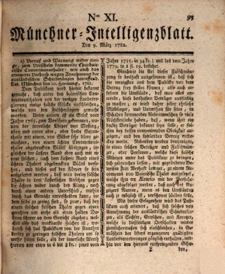 Münchner Intelligenzblatt (Münchner Intelligenzblatt) Samstag 9. März 1782