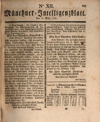 Münchner Intelligenzblatt (Münchner Intelligenzblatt) Samstag 16. März 1782