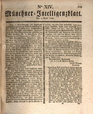 Münchner Intelligenzblatt (Münchner Intelligenzblatt) Samstag 6. April 1782