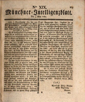 Münchner Intelligenzblatt (Münchner Intelligenzblatt) Samstag 4. Mai 1782