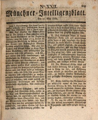 Münchner Intelligenzblatt (Münchner Intelligenzblatt) Dienstag 21. Mai 1782