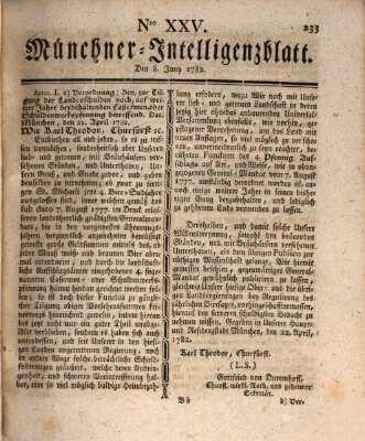 Münchner Intelligenzblatt (Münchner Intelligenzblatt) Samstag 8. Juni 1782