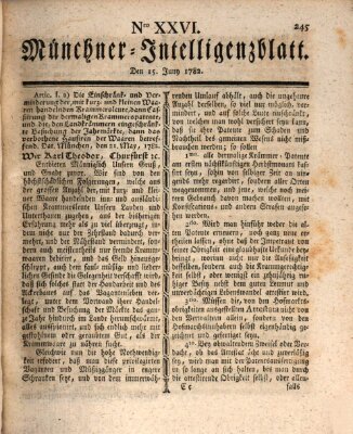 Münchner Intelligenzblatt (Münchner Intelligenzblatt) Samstag 15. Juni 1782