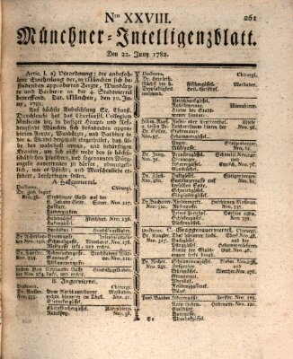 Münchner Intelligenzblatt (Münchner Intelligenzblatt) Samstag 22. Juni 1782