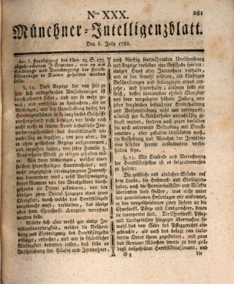 Münchner Intelligenzblatt (Münchner Intelligenzblatt) Samstag 6. Juli 1782