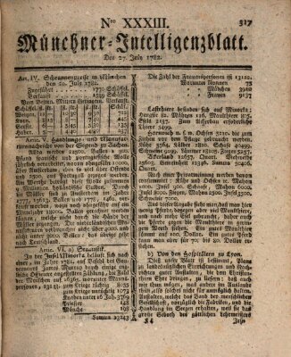 Münchner Intelligenzblatt (Münchner Intelligenzblatt) Samstag 27. Juli 1782