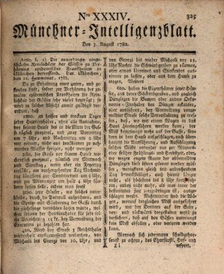 Münchner Intelligenzblatt (Münchner Intelligenzblatt) Samstag 3. August 1782