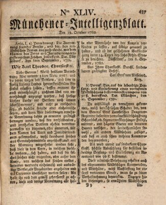 Münchner Intelligenzblatt (Münchner Intelligenzblatt) Samstag 12. Oktober 1782