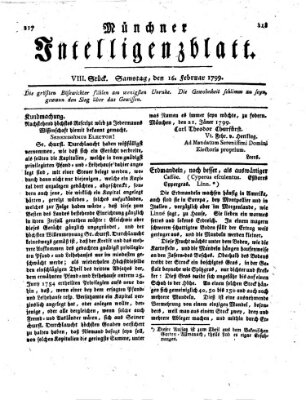 Münchner Intelligenzblatt Samstag 16. Februar 1799