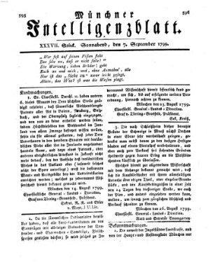 Münchner Intelligenzblatt Samstag 7. September 1799