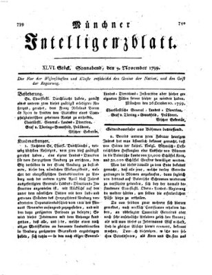 Münchner Intelligenzblatt Samstag 9. November 1799