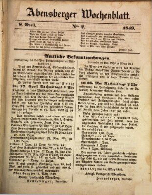 Abensberger Wochenblatt Sonntag 8. April 1849
