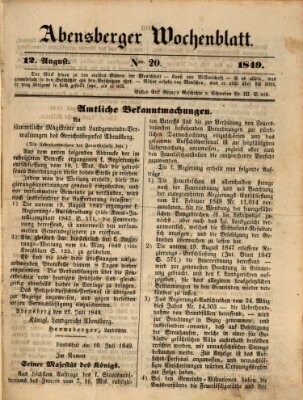 Abensberger Wochenblatt Sonntag 12. August 1849