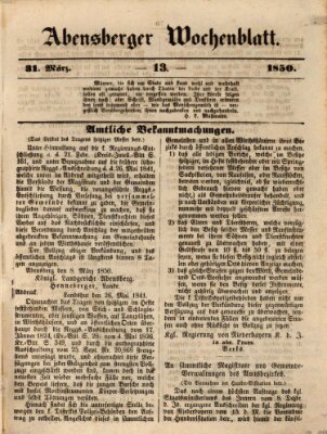 Abensberger Wochenblatt Sonntag 31. März 1850