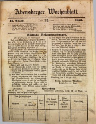 Abensberger Wochenblatt Sonntag 11. August 1850