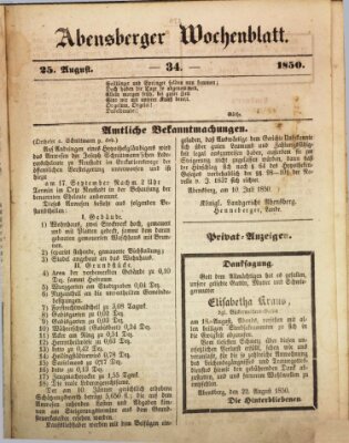 Abensberger Wochenblatt Sonntag 25. August 1850