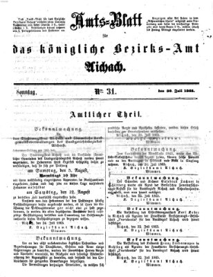 Amtsblatt für das Bezirksamt und Amtsgericht Aichach Sonntag 30. Juli 1865