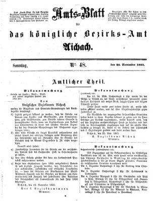 Amtsblatt für das Bezirksamt und Amtsgericht Aichach Sonntag 26. November 1865