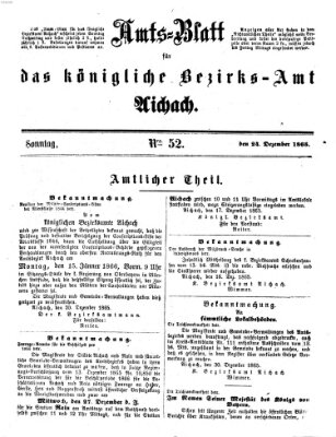 Amtsblatt für das Bezirksamt und Amtsgericht Aichach Sonntag 24. Dezember 1865