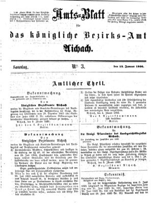 Amtsblatt für das Bezirksamt und Amtsgericht Aichach Sonntag 14. Januar 1866