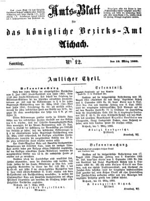 Amtsblatt für das Bezirksamt und Amtsgericht Aichach Sonntag 18. März 1866