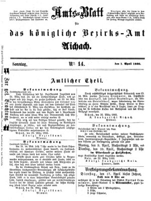 Amtsblatt für das Bezirksamt und Amtsgericht Aichach Sonntag 1. April 1866