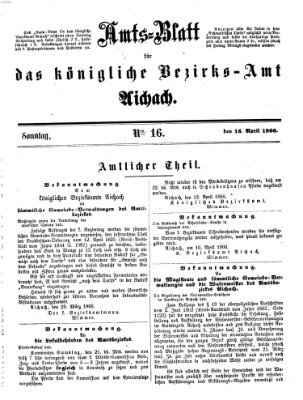 Amtsblatt für das Bezirksamt und Amtsgericht Aichach Sonntag 15. April 1866