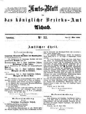 Amtsblatt für das Bezirksamt und Amtsgericht Aichach Sonntag 27. Mai 1866