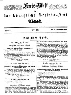 Amtsblatt für das Bezirksamt und Amtsgericht Aichach Sonntag 25. November 1866