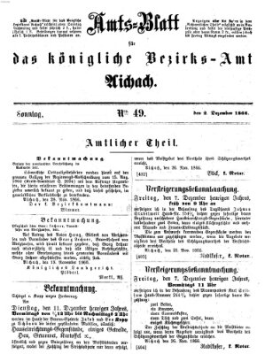 Amtsblatt für das Bezirksamt und Amtsgericht Aichach Sonntag 2. Dezember 1866