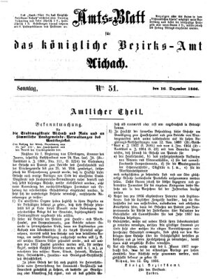 Amtsblatt für das Bezirksamt und Amtsgericht Aichach Sonntag 16. Dezember 1866