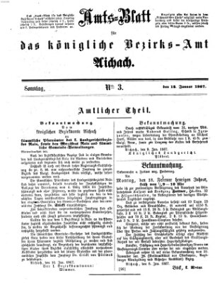 Amtsblatt für das Bezirksamt und Amtsgericht Aichach Sonntag 13. Januar 1867