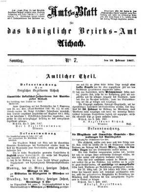 Amtsblatt für das Bezirksamt und Amtsgericht Aichach Sonntag 10. Februar 1867