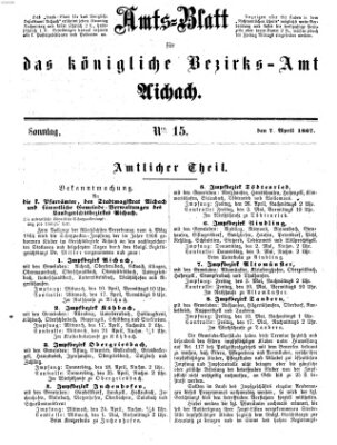 Amtsblatt für das Bezirksamt und Amtsgericht Aichach Sonntag 7. April 1867