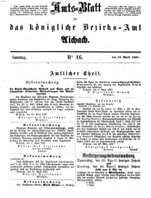 Amtsblatt für das Bezirksamt und Amtsgericht Aichach Sonntag 14. April 1867