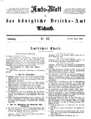 Amtsblatt für das Bezirksamt und Amtsgericht Aichach Sonntag 30. Juni 1867