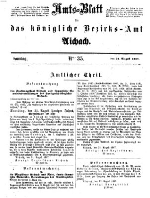 Amtsblatt für das Bezirksamt und Amtsgericht Aichach Sonntag 25. August 1867