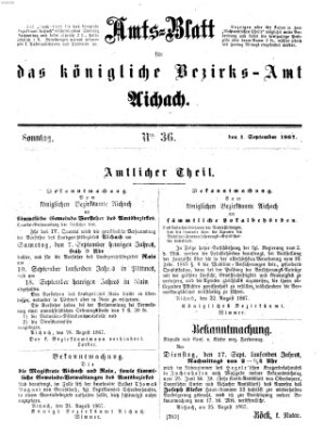 Amtsblatt für das Bezirksamt und Amtsgericht Aichach Sonntag 1. September 1867