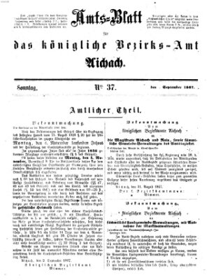 Amtsblatt für das Bezirksamt und Amtsgericht Aichach Sonntag 8. September 1867