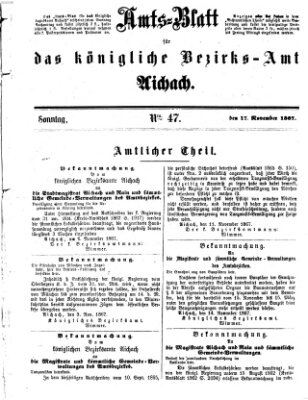 Amtsblatt für das Bezirksamt und Amtsgericht Aichach Sonntag 17. November 1867