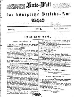Amtsblatt für das Bezirksamt und Amtsgericht Aichach Sonntag 5. Januar 1868